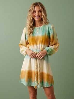 Moon River Tie-Dye Blouson Mini Dress